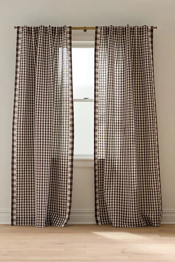 Gingham Curtain - Brown, Linen/Cotton product