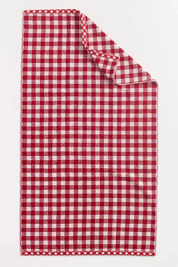Gingham Hand Towel - Red, Cotton by Anthropologie