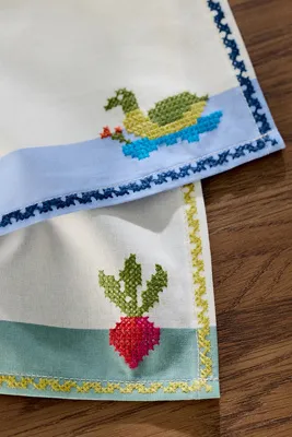 Giulietta Embroidered Napkins Set of 2 - Blue, Cotton product