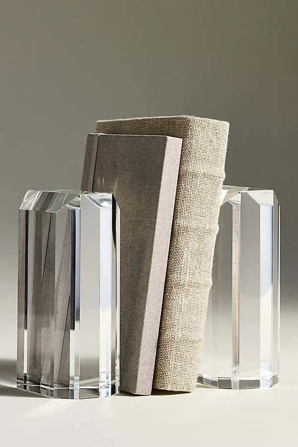 Glacier Crystal Glass Bookends - Clear by Anthropologie