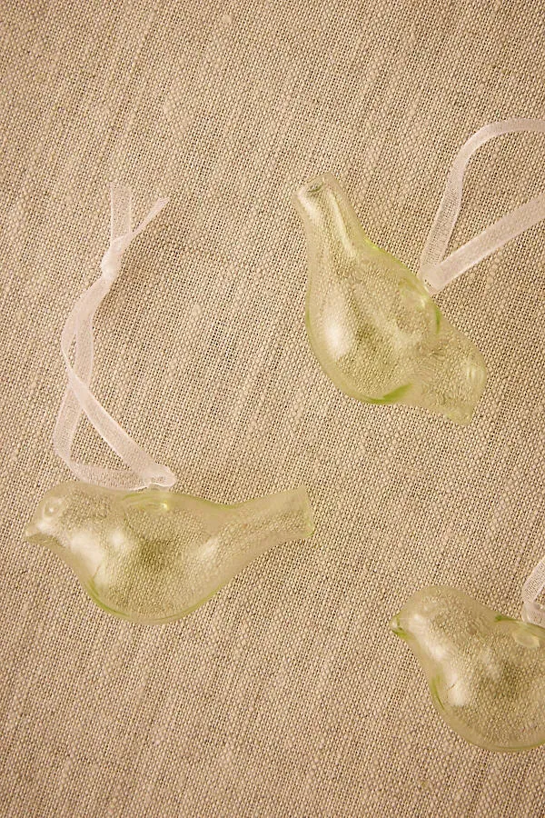 Glass Bird Ornaments Set of 3 - Green, Glass product