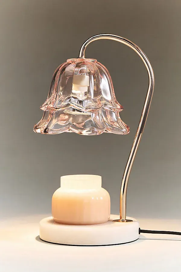 Glass Candle Warmer Lamp with Dimmer - Pink by Anthropologie