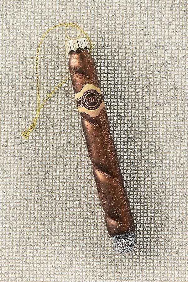 Glass Cigar Christmas Tree Ornament - Brown by Anthropologie