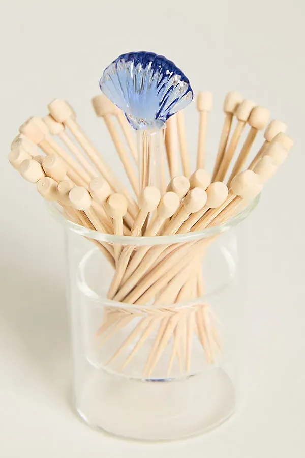 Glass Seashell Toothpick Holder - Blue, Glass product