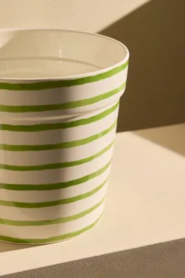 Glazed Stripe Small Ceramic Planter - Green, Dolomite product