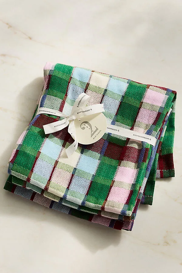 Gloria Cotton Plaid Dish Towel - Set of 2 by Anthropologie, image 2