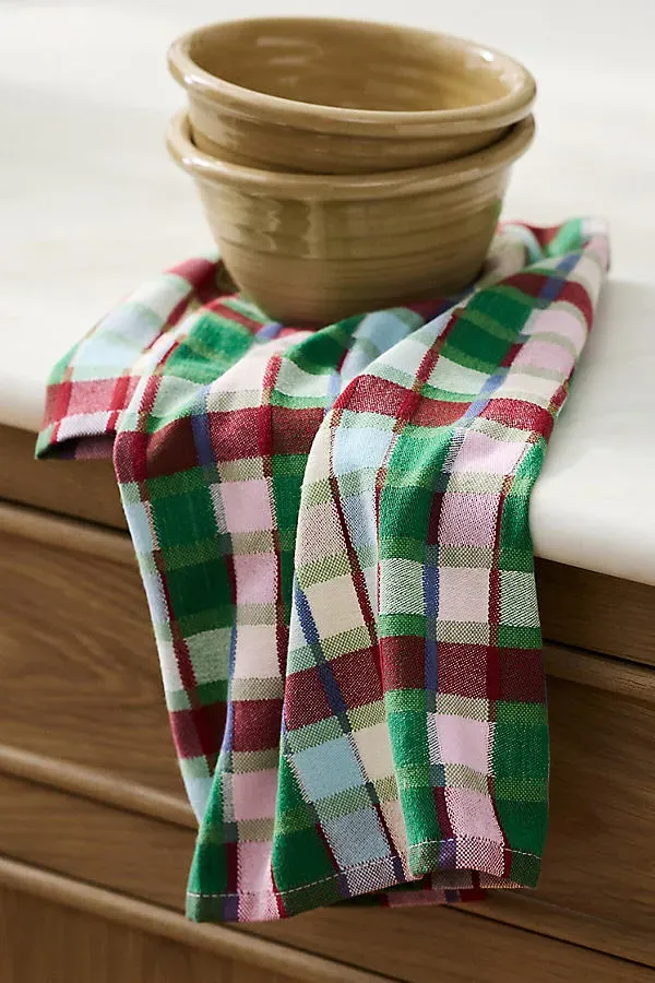 Gloria Cotton Plaid Dish Towel - Set of 2 by Anthropologie