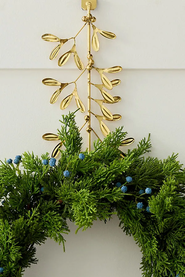 Gold Wreath Door Hanger - Gold, Iron by Anthropologie