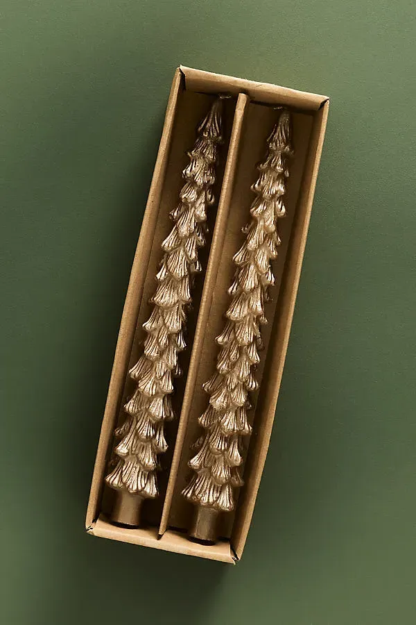 Golden Tree Taper Candles Set of 2 - Brown, Paraffin Wax by Anthropologie, alternate view