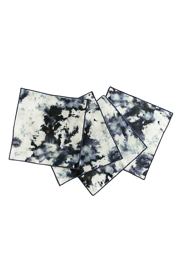 Goldie Home Marble Print Cocktail Napkins Set of 4 - Grey, Linen by Anthropologie