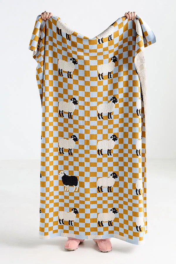 Grace Knit Throw Blanket - Brown, Cotton by Anthropologie