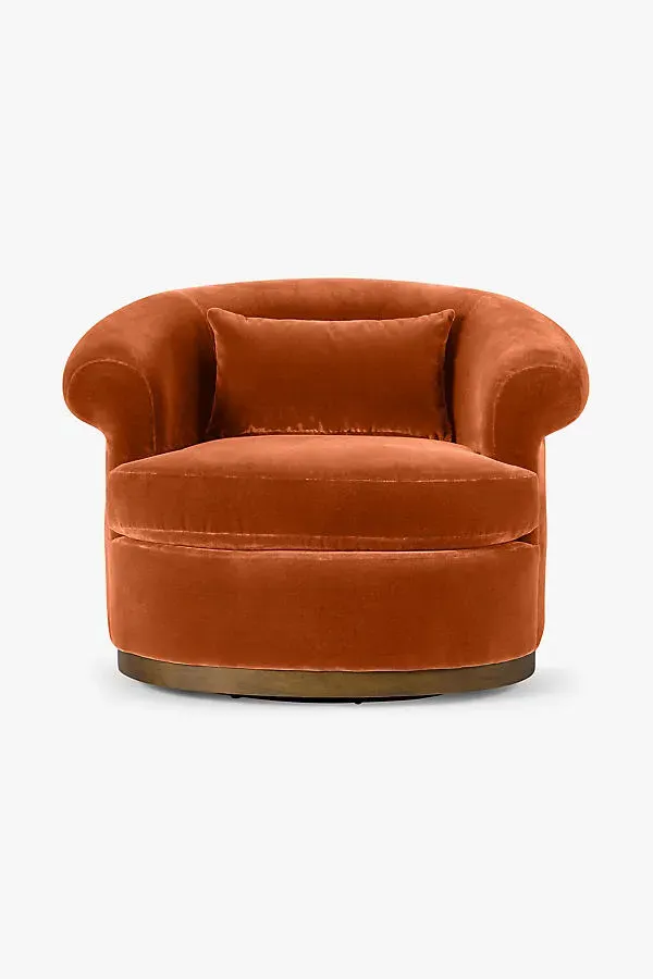 Gracie Swivel Chair - Red, Polyester by Anthropologie