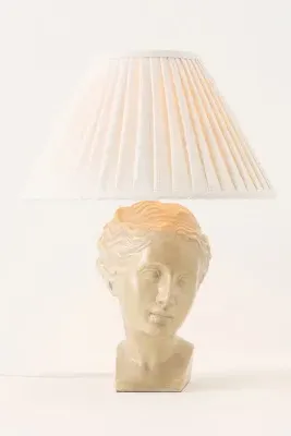 Grecian Bust Table Lamp - Grey, Linen by Anthropologie, alternate view