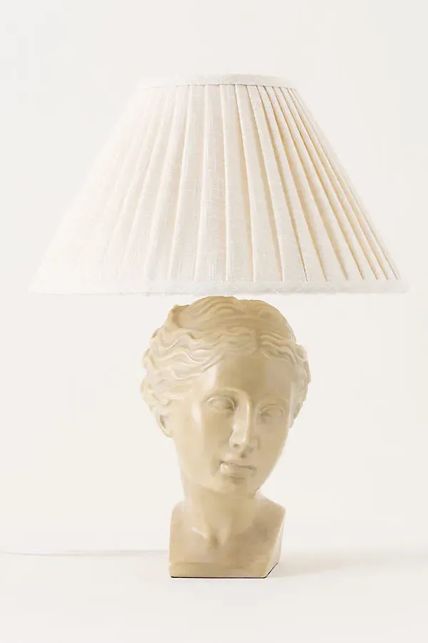 Grecian Bust Table Lamp - Grey, Linen by Anthropologie