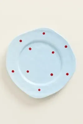 Greta Polka Dot Dessert Plate - Blue, Stoneware by Anthropologie, alternate view