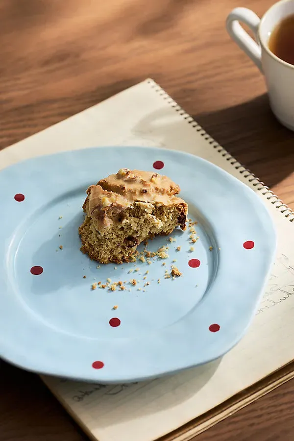 Greta Polka Dot Dessert Plate - Blue, Stoneware by Anthropologie