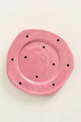 Greta Polka Dot Dessert Plate - Pink, Stoneware by Anthropologie, image 2