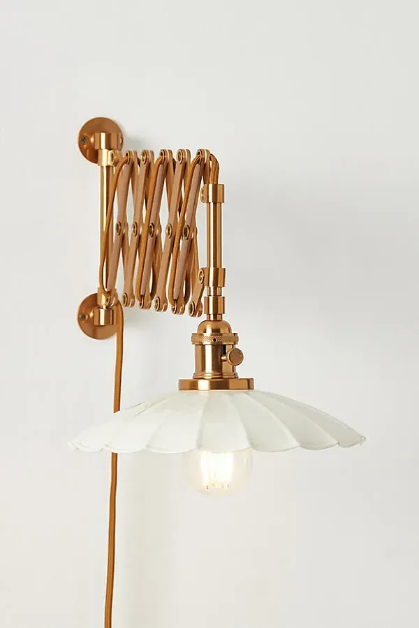 Greta Scalloped Accordion Plug-In Sconce Wall Light - Beige by Anthropologie, image 2