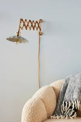 Greta Scalloped Accordion Plug-In Sconce Wall Light - Gold, Brass product