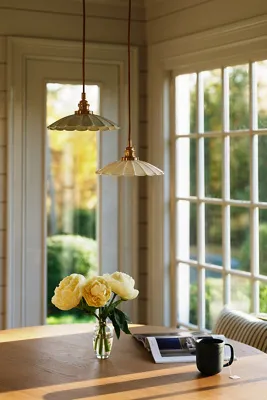 Greta Scalloped Pendant Light - Yellow, Metal by Anthropologie, alternate view