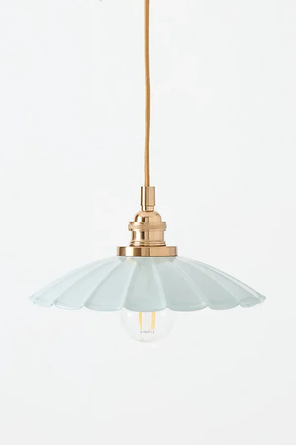 Greta Scalloped Pendant Light - Yellow, Metal by Anthropologie