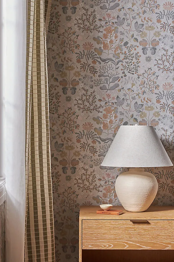 Groh Neutral Floral Wallpaper - Beige by Anthropologie