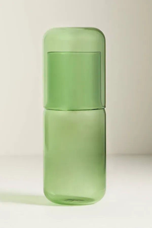 Gry Mattr Tinted Glass Carafe Set - Green, Borosilicate Glass by Anthropologie