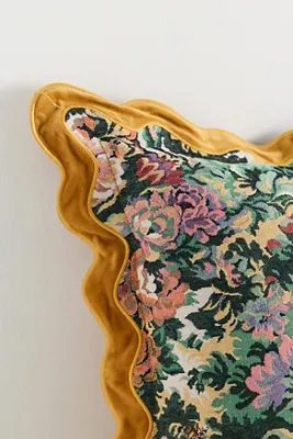 Gwendolyn Jacquard Floral Scalloped Trim Pillow - Green product