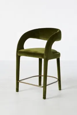 Hagen Velvet Counter Stool - Green, Polyester/Cotton product