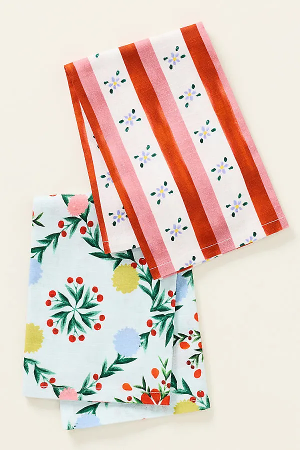 Halisa Assorted Napkins Set of 2 - Cotton, Linen by Anthropologie