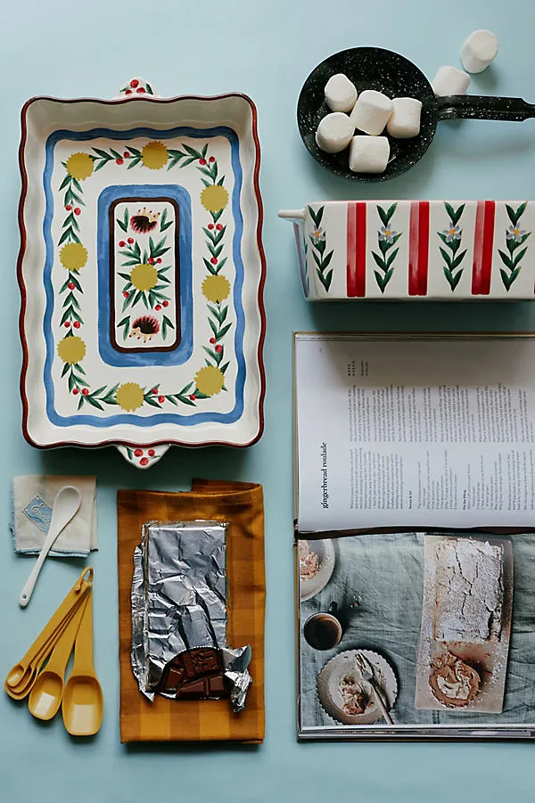 Halisa Stoneware Casserole Dish - Blue by Anthropologie