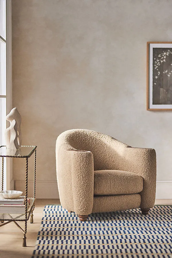 Halligan Bouclé Rounded Club Chair - Beige, Polyester/Acrylic product