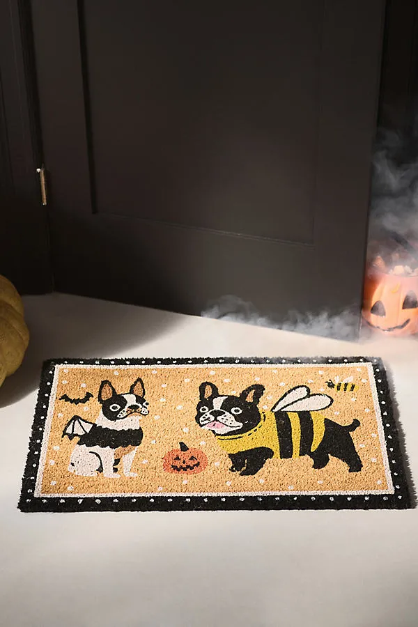 Halloween Frenchies Printed Coir Doormat - Black product