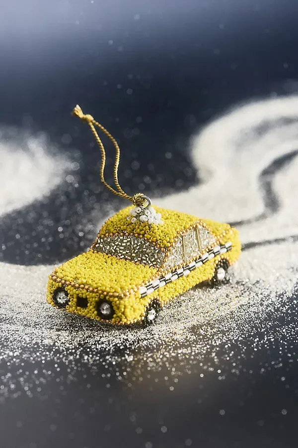 Hand-Beaded Travel Ornament - Yellow, Plastic by Anthropologie