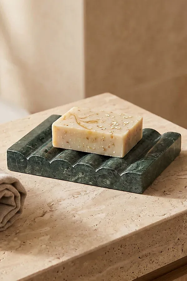 Hand-Carved Marble Soap Dish - Green by Anthropologie