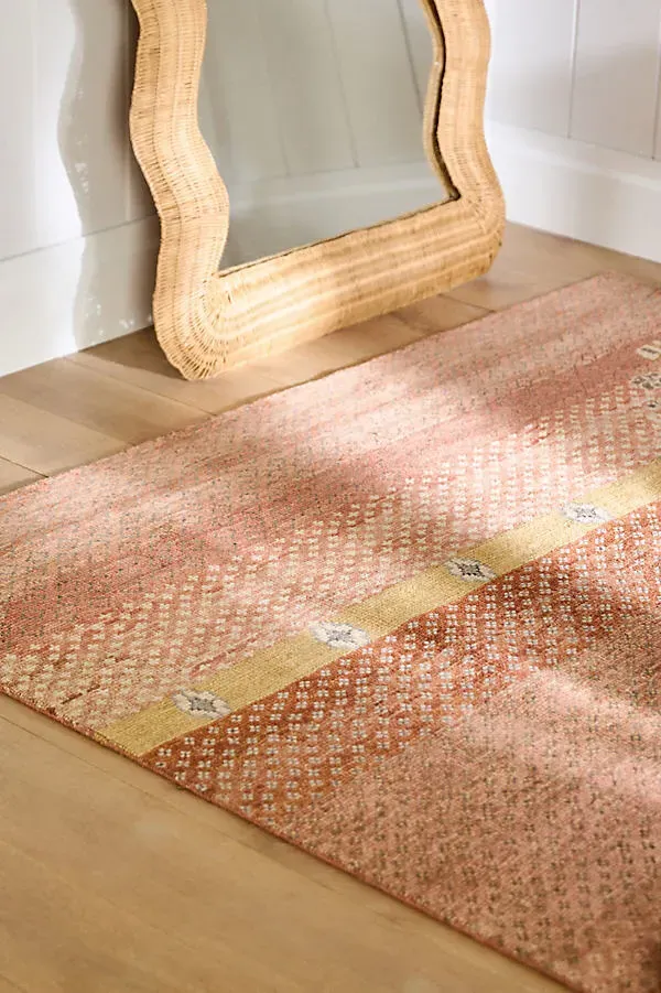 Hand-Knotted Abstract Stripe Wool Rug - Gold by Anthropologie