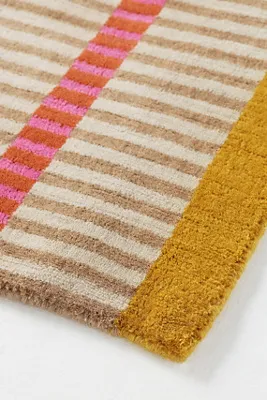 Hand-Loomed 3x5 Geometric Striped Rug - Beige, Wool & Jute product