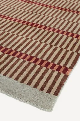 Hand-Loomed Geometric Striped Rug - Brown, Wool & Jute by Anthropologie, image 2