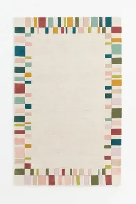 Hand Tufted Geometric Border Rug 2x3 - Wool product