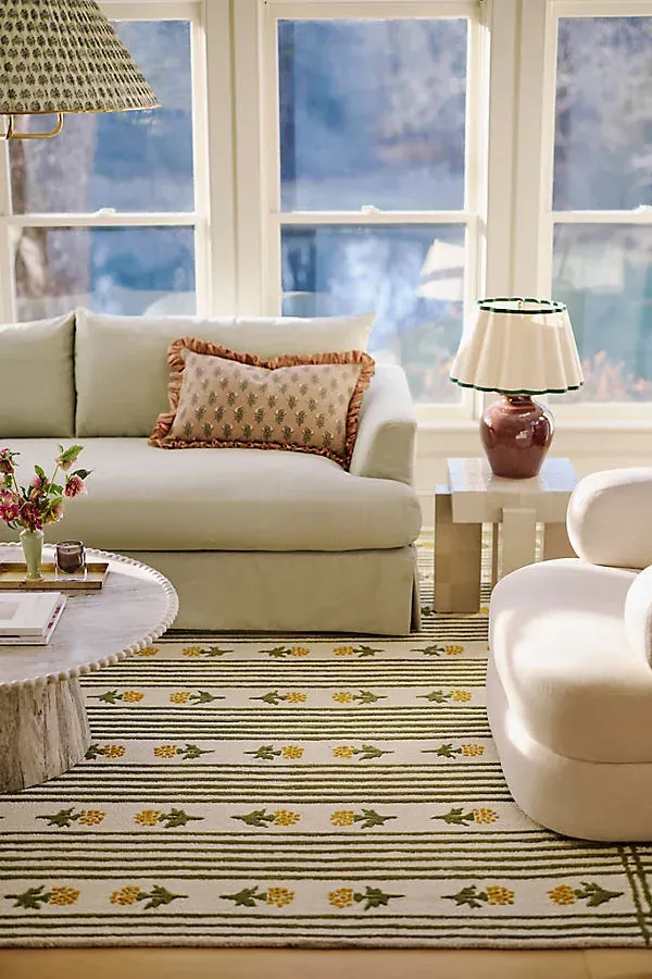 Hand Tufted & Hooked Floral 2x3 Rug - Gold, Wool by Anthropologie