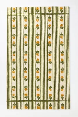Hand Tufted & Hooked Floral Rug - Gold, Wool product