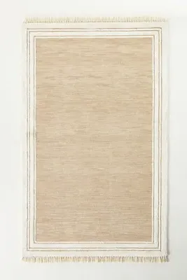Hand Tufted Tassel Runner Rug - Beige, Wool Viscose Blend product