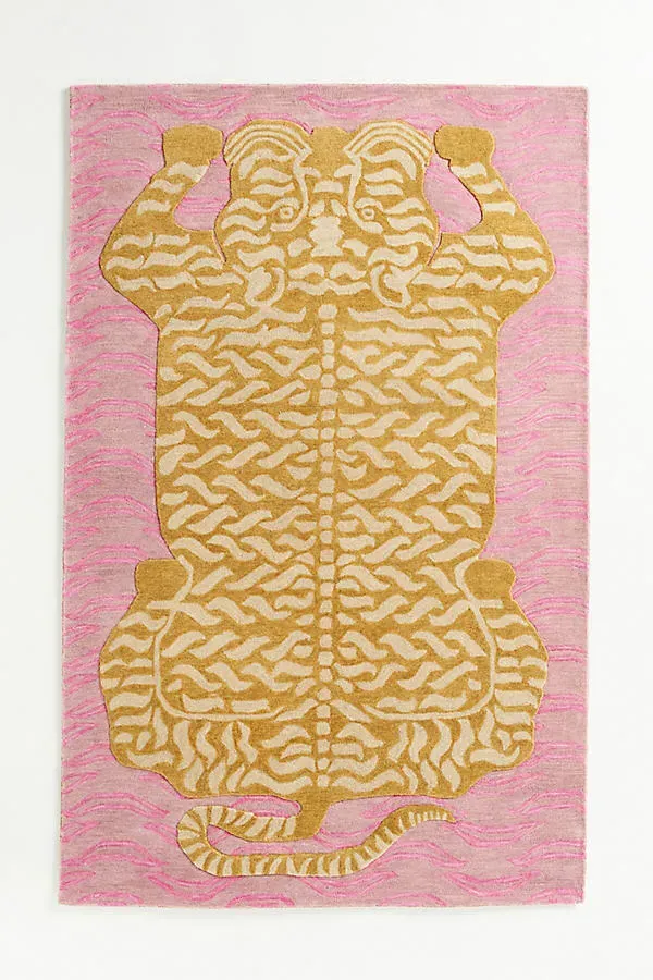 Hand Tufted Tibetan Tiger Rug 3x5 - Pink, Wool by Anthropologie
