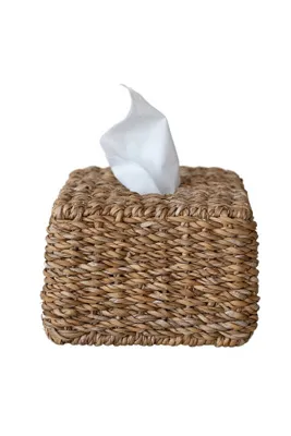 Hand-Woven Seagrass Tissue Box Cover - Beige by Anthropologie, alternate view