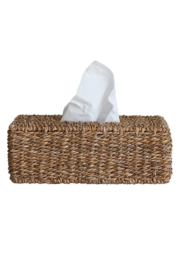 Hand-Woven Seagrass Tissue Box Cover - Beige by Anthropologie