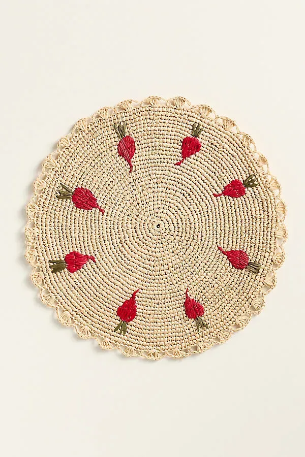 Handwoven Radish Placemat - Red, Raffia Palm product
