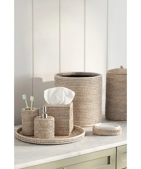 Handwoven Rattan Tissue Box Cover - White product