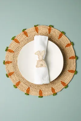 Handwoven Round Placemat - Orange, Raffia Palm product