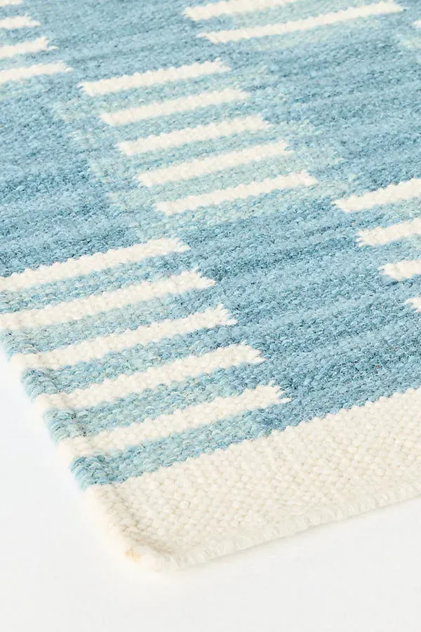 Handwoven Scandi Checkerboard Runner Rug - Blue, Wool product