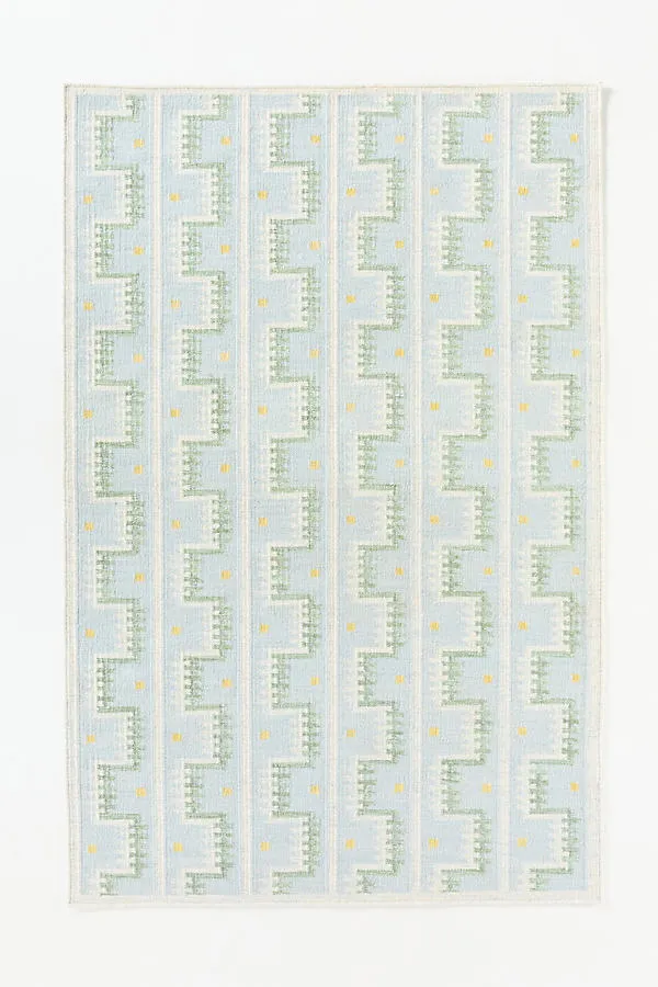 Handwoven Scandi Geometric Rug - Blue, Wool by Anthropologie